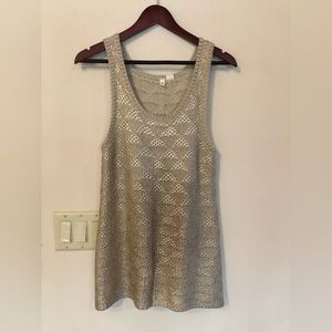 Anthropologie Moth Gold tone knit crochet women’s pullover top size M